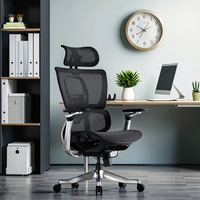 Chaise de bureau ergonomique moderne en maille à dossier haut, avec support lombaire réglable, fonction d'inclinaison et vérin à gaz 4 positions