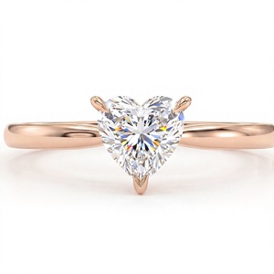 Anillo de Compromiso Romántico para Mujer, Chapado en Oro de 18K/14K, con Diamante Cultivado en Laboratorio en Forma de Corazón, Anillo Clásico con Diamante Cultivado en Laboratorio VVS - Product Image 3
