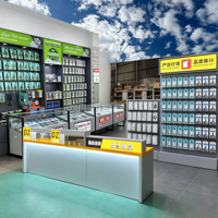 Ensemble de mobilier de présentation pour magasin de téléphonie mobile, comptoir d'exposition en verre pour téléphones, étagère murale pour accessoires, bureau d'accueil LED pour téléphones portables