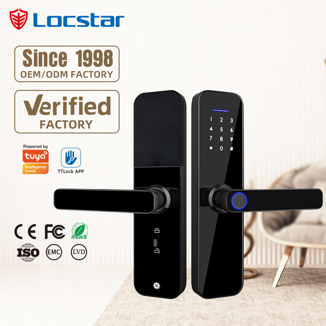 Locstar Wireless Key Fob Newest Smart Zinc Glass Rim Compatible Small Keyboard Cilindro Ble App Door Lock Cerradura Ttlock