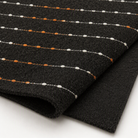 Tissu Jacquard Tricoté à Points Linéaires Brodés Noir, 100% Polyester, pour Manteaux et Vêtements d'Extérieur Tendance