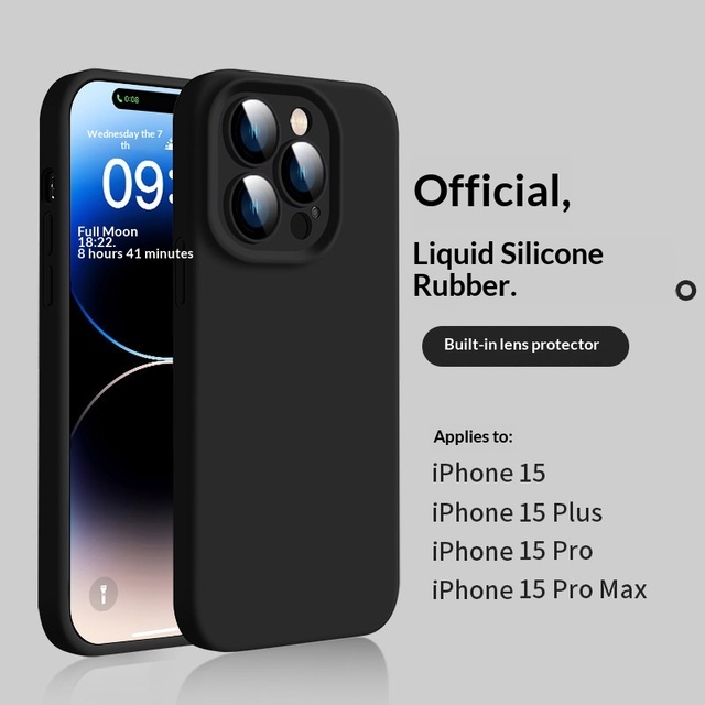 For for 15 Eagle Eye Classic Black Animal Design Liquid Silicone Mobile Phone Case Minimalist Anti-fall Lens Protection
