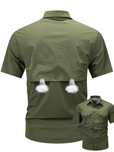 Men's Cotton Shirt for Men Summer Fashion Solid Color <b>Short</b> <b>Sleeved</b> <b>Button</b> <b>up</b> Collared Work Wear - Product Image 3