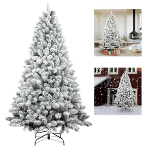 Sapin de Noël artificiel épais et floqué de haute qualité pour intérieur, 1,5 m, 1,8 m, 2,1 m, avec lumières LED - Product Image 1