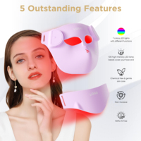 Masque facial et pour le cou en silicone à LED infrarouges 7 couleurs pour thérapie photonique, vente en gros d'usine