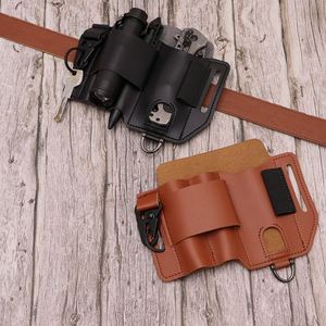 <b>Men's</b> Waist Belt Bag PU Leather Vintage Style EDC Tool Knife Torch Holder <b>Pouch</b> Multitool Sheath for Work - Product Image 4