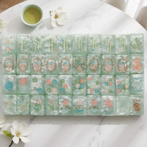Fichas de Mahjong de Acrílico Personalizadas de Lujo en Azul Claro, con Impresiones de Madreperla Brillante, Portátiles, Ecológicas, Resistentes al Agua, Únicas - Product Image 2