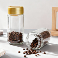 Pot en verre transparent de 200 ml et 400 ml avec bouchon en plastique, pot à café rond en verre avec bouchon hermétique