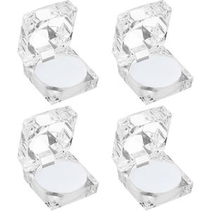 Boîte à bague en cristal transparent, cube, coin en acrylique, boîte à bague carrée, cadeau, bijoux, 4,5*4,5 cm - Product Image 1