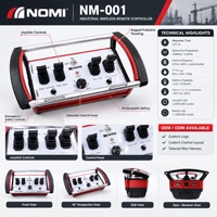 Télécommande sans fil industrielle NOMI NM-001 avec 4 joysticks et portée de 225 m pour grues mobiles