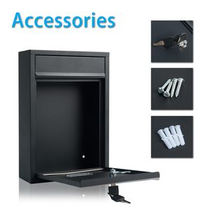 Ajf An Ninh Ngoài Trời Thép Không Thấm Nước Treo Tường Lớn Letterbox Ngoài Trời Bài Hộp Thư Với 2 Phím - Product Image 5