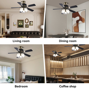 Im Lặng 5-Lưỡi Led Quạt Trần Đèn Nhà Phòng Khách Phòng Ngủ Văn Phòng Rắn Gỗ Quạt Trần Với Đèn - Product Image 3