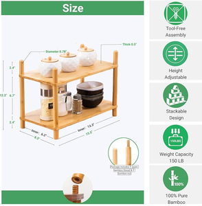 Organizer da Scrivania Espandibile in Bambù, Ripiano <span class=keywords><strong>per</strong></span> Armadio da <span class=keywords><strong>Cucina</strong></span>, Scaffale <span class=keywords><strong>per</strong></span> Casa, Ufficio, Bagno, Regalo di Inaugurazione Casa - Product Image 3