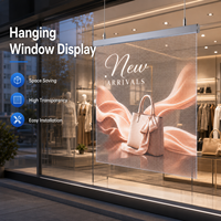 Pantalla LED Holográfica Transparente Ultrafina, Película Flexible Autoadhesiva para Exteriores, Cartel Digital de Alto Brillo para Elevador