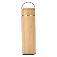 Grosir Eco Bamboo cangkir termos vakum dinding ganda, cangkir Lurus Stainless Steel 304, termos vakum dinding ganda