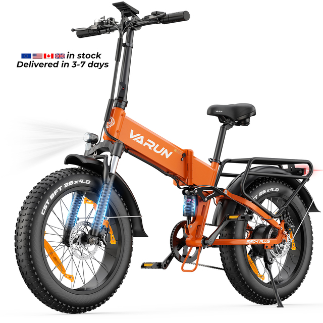 EU In-Stock 20" Fat Tire Foldable Electric Bike Peak 750W 48V 13Ah 120km Range Dual Suspension 7-Speed Mountain Trips