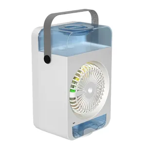 Ventilador enfriador de aire de agua de llenado superior, tanque de agua portátil de 600ML, ventilador de refrigeración oscilante, Nano rociador de niebla, ventilador humidificador con luces
