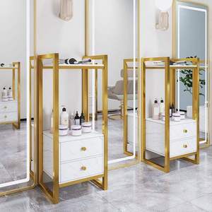 Z Barber Shop Metal Tool Cabinet Hairdressing Shop Mirror Table Beauty Salon Trolley Hair Dryer Multifunctional <b>Storage</b> Rack - Product Image 4