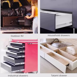 Deslizadores de muebles de hardware de <span class=keywords><strong>armario</strong></span> de personalización de chapa de dormitorio/baño 3 pliegues de cierre suave debajo de diapositivas de cajón de montaje - Product Image 6