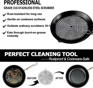 ONEEKK Nettoyant pour jantes de voiture en acier inoxydable et fonte, lot de 2 brosses à mailles métalliques et grattoirs (7 pouces et 5 pouces ronds) - Product Image 4