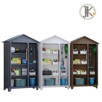 Armario de Almacenamiento Exterior de Acero Galvanizado Resistente, Organizador de Herramientas de Jardín con Cerradura, Techo Inclinado y Diseño Resistente a la Intemperie