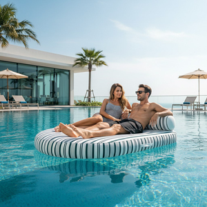 ที่นอนลมรูปทรงโล่แบบใหม่ พร้อมผ้าคลุม PVC สำหรับสระว่ายน้ำ โซฟาลอยน้ำ - Product Image 1