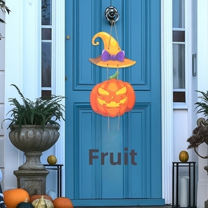 Decorazione da Appendere alla Porta Personalizzabile, in Legno, con Zucca, Strega, Fantasma e Pipistrello per Feste, Decorazioni di Halloween in Legno - Product Image 4