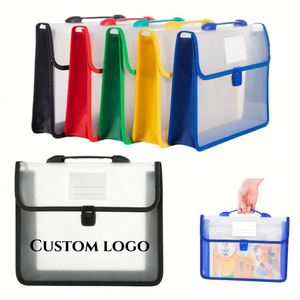 Sac de classement A4 grande capacité avec logo personnalisé, sac à main transparent pour documents, manuels scolaires et papiers d'examen, sac organisateur tridimensionnel - Product Image 1