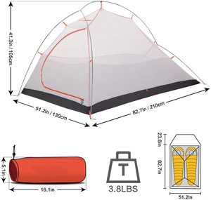 Carpa Ultraligera <span class=keywords><strong>de</strong></span> Alta Gama <span class=keywords><strong>para</strong></span> <span class=keywords><strong>2</strong></span> Personas, Carpa <span class=keywords><strong>de</strong></span> Montaña <span class=keywords><strong>para</strong></span> Excursionismo con Base Protectora, Impermeable y con Protección UV - Product Image 4