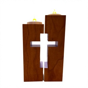 Porte-bougie en bois artisanal, décoration rustique pour la maison, support de bougie pour centre de table, décoration de mariage et de fête - Product Image 1