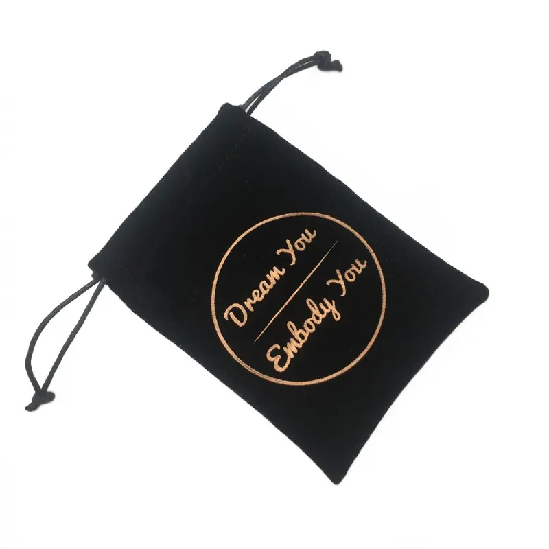 Bolsas con cordón de terciopelo negro para reloj, joyería, regalo de lujo personalizado, dulces