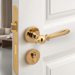 Cerradura de Puerta Interior Silenciosa de Latón Macizo Dorado, Estilo Retro Francés y Americano, Cerradura de Privacidad y <span class=keywords><strong>Pasaje</strong></span> para Dormitorio - Product Image 4