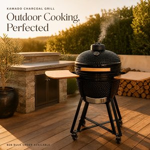 Fabricant chinois de barbecues Kamado en céramique, vente en gros de grills Kamado 'Big Black Egg' et fours à fumage Kamado toutes tailles, faible MOQ, offre spéciale - Product Image 1