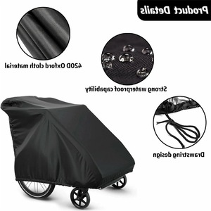 Housse de remorque de vélo transfrontalière 210D en tissu Oxford enduit noir et argenté, imperméable, anti-poussière, pliable pour utilisation avec vélo - Product Image 2
