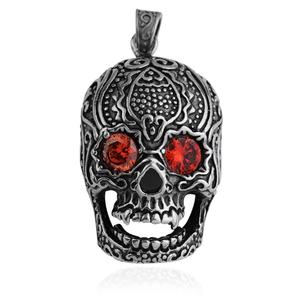 Collier pendentif crâne en acier inoxydable avec zircon, bijou effrayant style punk pour homme - Product Image 2