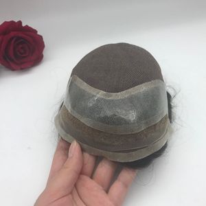 Prothèse capillaire pour <span class=keywords><strong>homme</strong></span> avec boucle frontale à clipser, modèle H038, cheveux raides ou bouclés, entièrement permables - Product Image 3