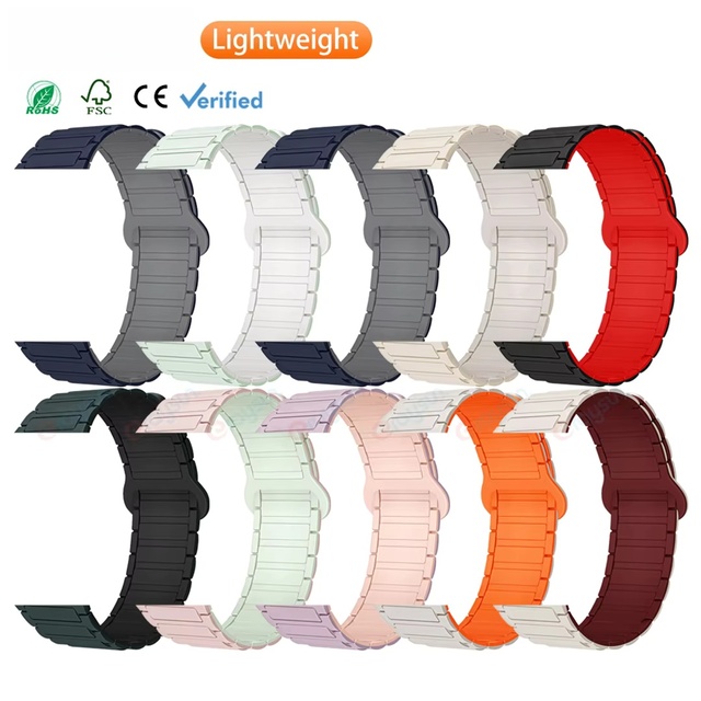 HUANLONG Breathable Rubber Magnetic Watch Bands 42/44/45/49mm Ultra 2 Adjustable Sport Bracelet for Watch 6/7/8/9/10