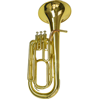 Huayun Baritone BB Marching Brass Instrument Yellow Brass Body Gold Lacquer Finish 3 Piston Valves Lightweight Durable Portable