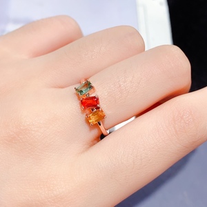Bague en argent 925 avec pierre précieuse tanzanite et opale, sertie à griffes, bijoux fins pour tous les jours - Product Image 2