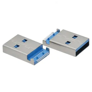 Kandens Mid Mount USB 3.0 Male SMT Type A konektor 9 Pin SMD sudut kanan USB steker A untuk laptop PCs kamera Digital