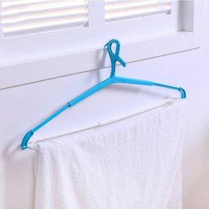 Clothing Organizer Retractable Hanger Set White Blue Extendable Hook Type Drying <b>Rack</b> For <b>Clothes</b> Storage - Product Image 2
