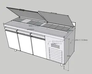طاولة ثلاجة تجارية عالية الجودة من الفولاذ المقاوم للصدأ طاولة عمل مبردة بالهواء