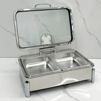 Équipement de restauration Chauffage électrique rectangulaire en acier inoxydable 304 Chauffe-aliments Buffet Set Restaurant Chaffers Chafing Hotels