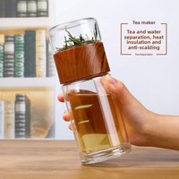 Bouteille à thé en verre écologique avec infuseur, gobelet isotherme en verre borosilicate réutilisable à double paroi pour la maison