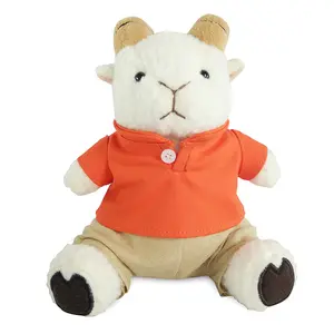 定制可爱的坐姿绵羊吉祥物毛绒山羊玩具作为儿童礼物