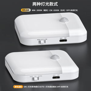 Luz nocturna LED inteligente cuadrada con sensor, alimentada por USB, para dormitorio, pasillo, baño, armario, con detección de movimiento - Product Image 2