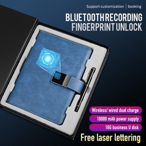 nouveau bloc - notes de banque de puissance de verrouillage d'empreintes digitales en cuir fou avec enregistrement Bluetooth - Product Image 5