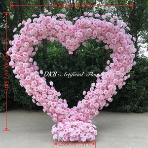 Arche florale artificielle en forme de cœur rose, fleurs en soie blanches, décoration d'arche pour mariage, décoration de fête de mariage - Product Image 2