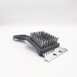 Bbq Stainless Steel <b>Cleaning</b> Brush 8 Inch Square Head Wire Brush With <b>Scraper</b> For Grill Rack Home Use - Product Image 1