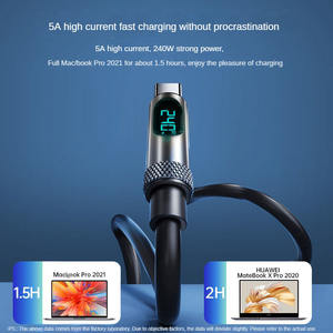Câble de données 5A à affichage numérique intelligent 240W 2m Silicone Dual TC <span class=keywords><strong>Charge</strong></span> super rapide pour Android et IOS 1615 CÂBLE TYPE-C - Product Image 5